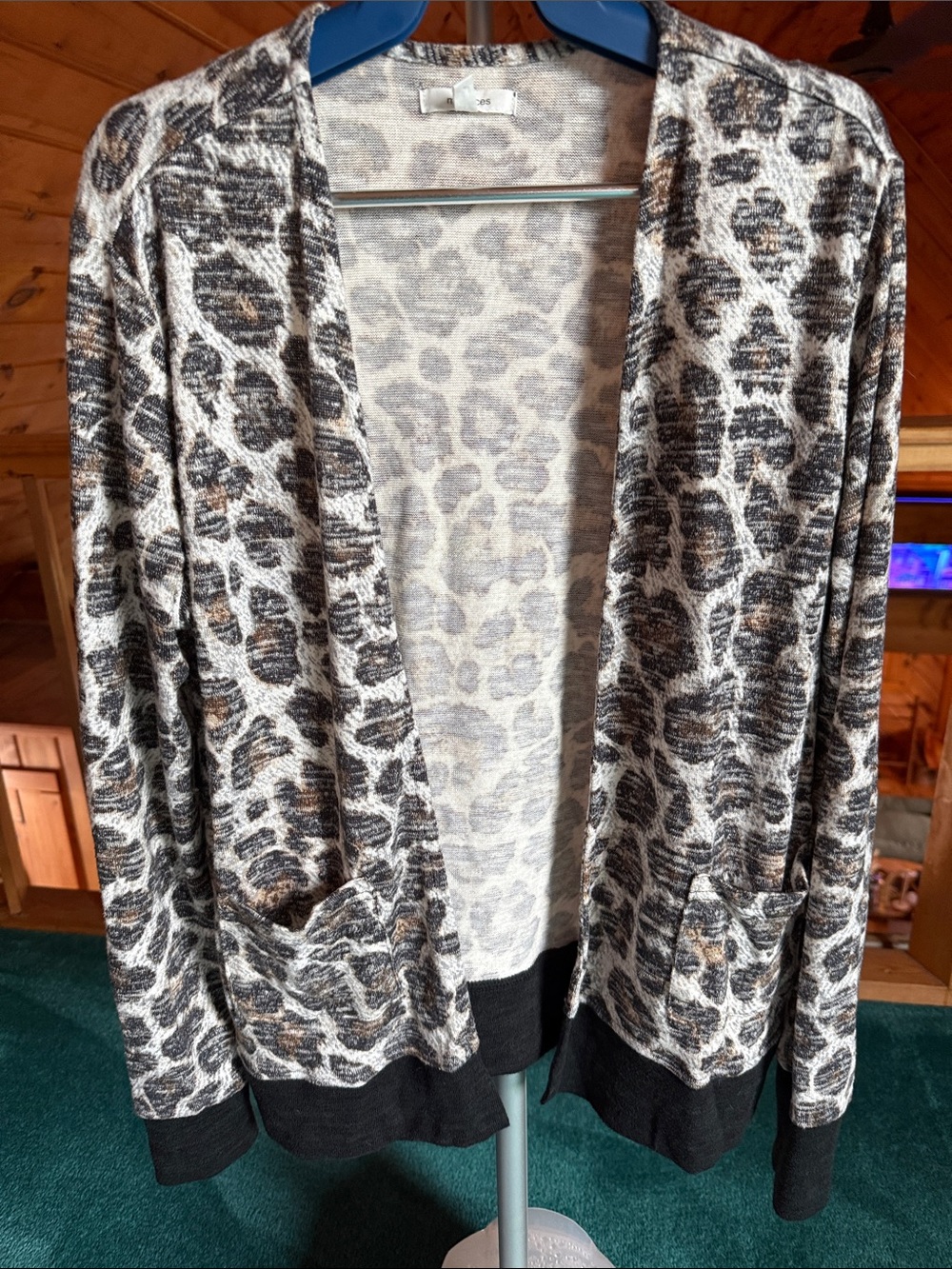 Maurices Open-Front Leopard Print Cardigan - Black & Cream